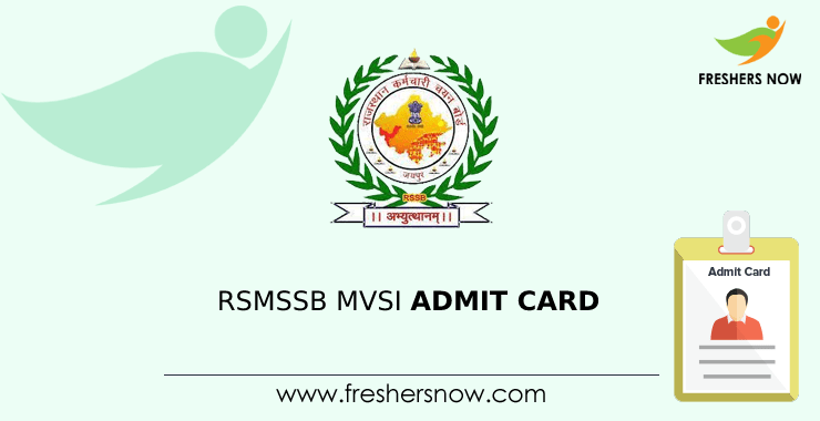 RSMSSB MVSI Admit Card 2022 Released Exam Date