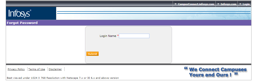Infosys Campus Connect Password Reset