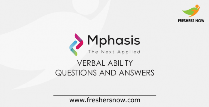 Mphasis Verbal Ability Questions and Answers