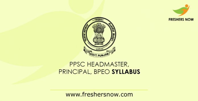 PPSC Head Master, Principal, BPEO Syllabus 2019