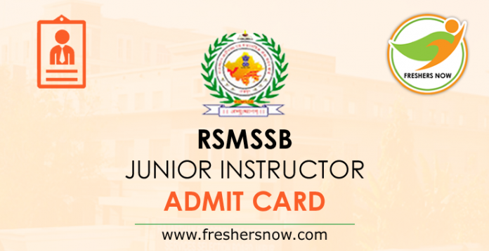 RSMSSB Junior Instructor Admit Card