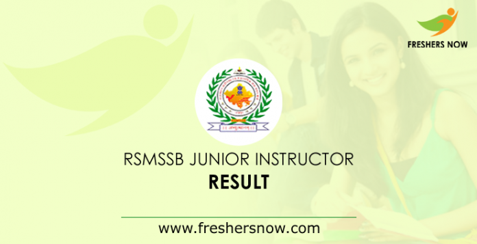 RSMSSB Junior Instructor Result 2019