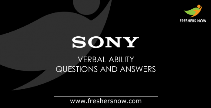 Sony Verbal Ability Questions and Answers