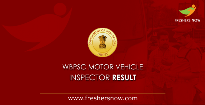 WBPSC Motor Vehicle Inspector Result 2019