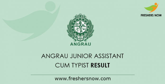 ANGRAU Junior Assistant cum Typist Mains Result 2019