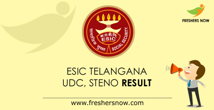 ESIC Telangana UDC Result 2019