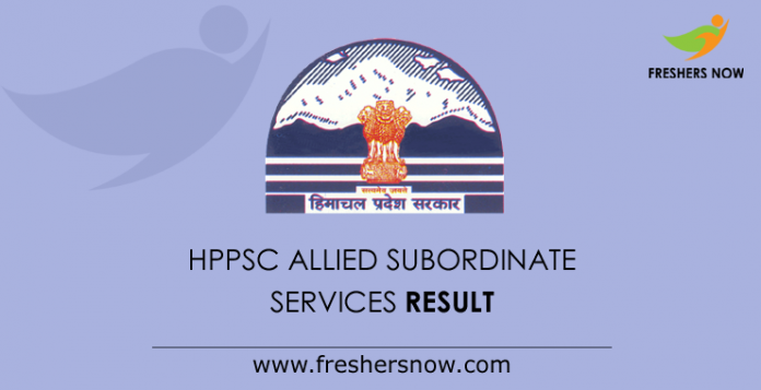 HPPSC Allied Subordinate Services Mains Result 2019