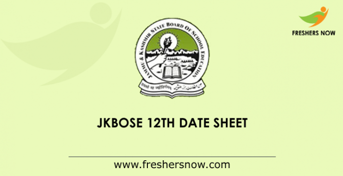 JKBOSE 12th Date Sheet 2019