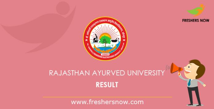 Rajasthan Ayurved University Exam Result