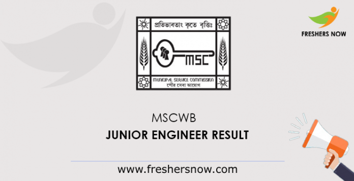 MSCWB Junior Engineer Result 2019