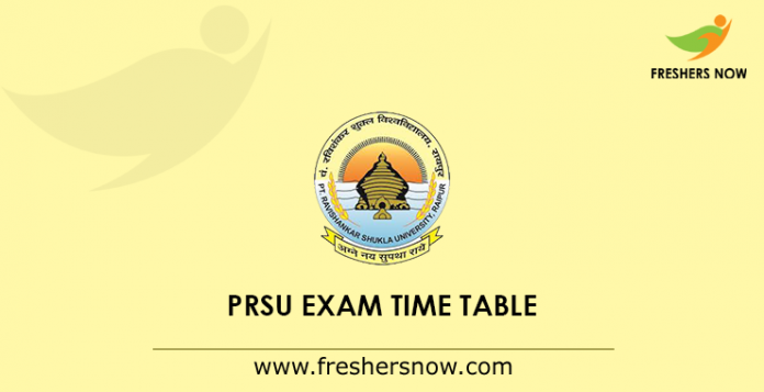 PRSU Exam Time Table