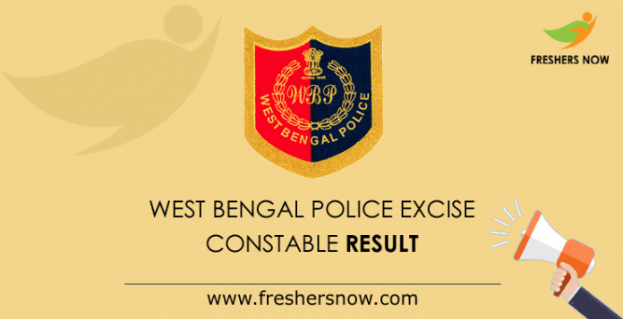 West Bengal Police Excise Constable Result
