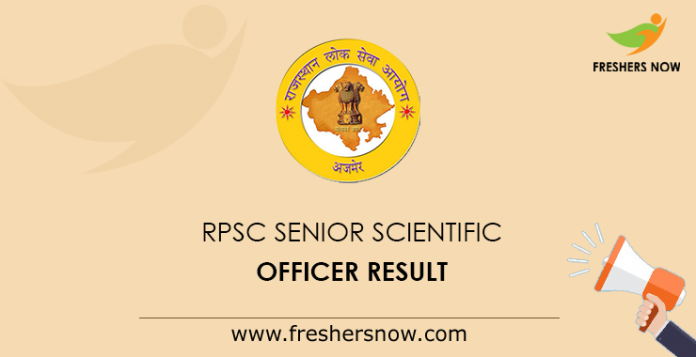 RPSC Senior Scientific Officer Result