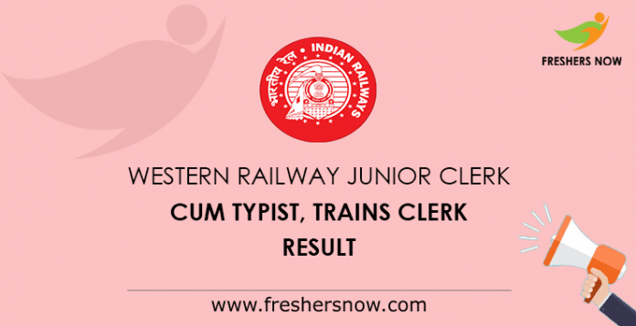 Western Railway Junior Clerk Cum Typist, Trains Clerk Result