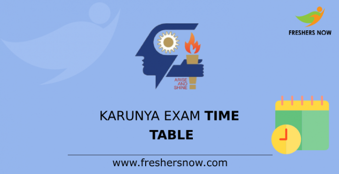 Karunya Exam Time Table