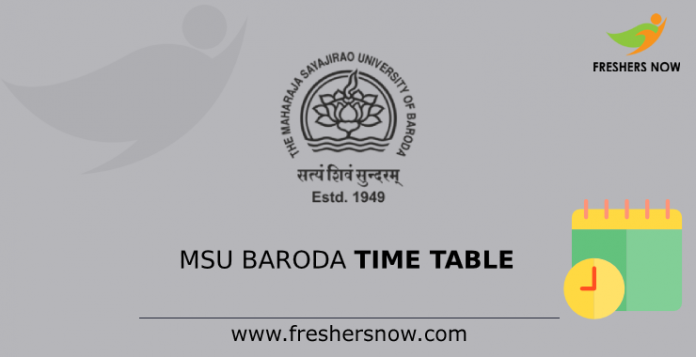 MSU Baroda Time Table