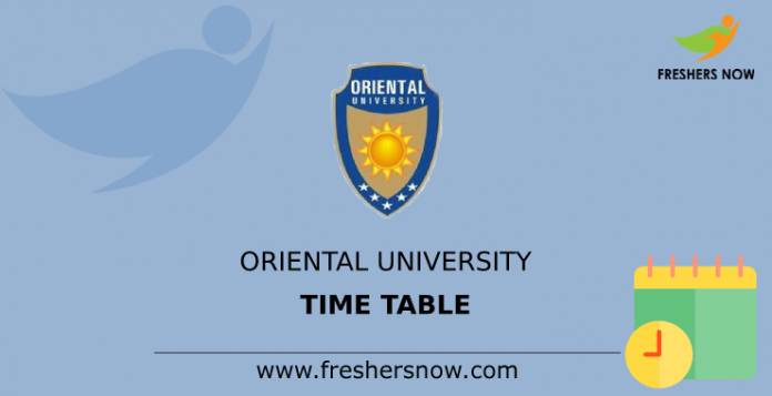 Oriental University Time Table