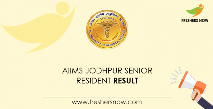 AIIMS Jodhpur Senior Resident Result