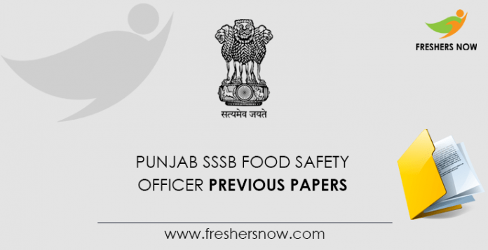 Punjab SSSB Food Safety Officer Previous Question Papers