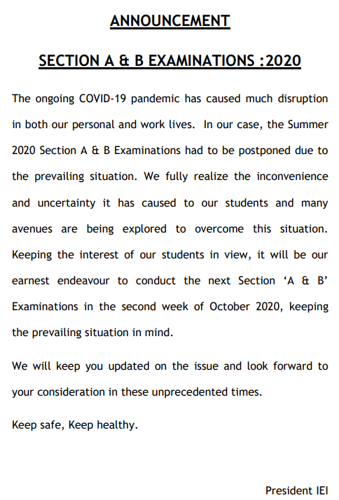Exam Postponed Notice