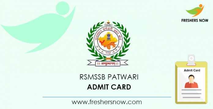 RSMSSB Patwari Admit Card