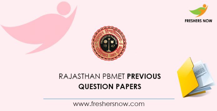 Rajasthan PBMET Previous Question Papers