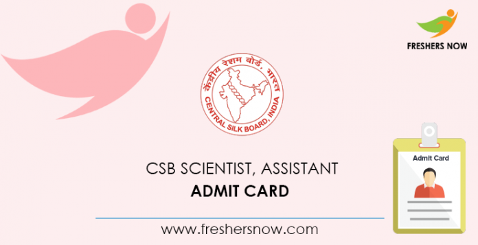 CSB Scientist, Assistant Admit Card