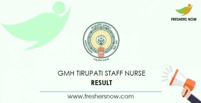 GMH Tirupati Staff Nurse Result