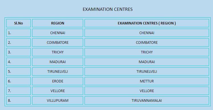 TNEB Departmental Exam Centres