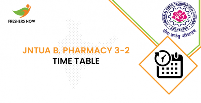 JNTUA B Pharmacy 3-2 Time Table