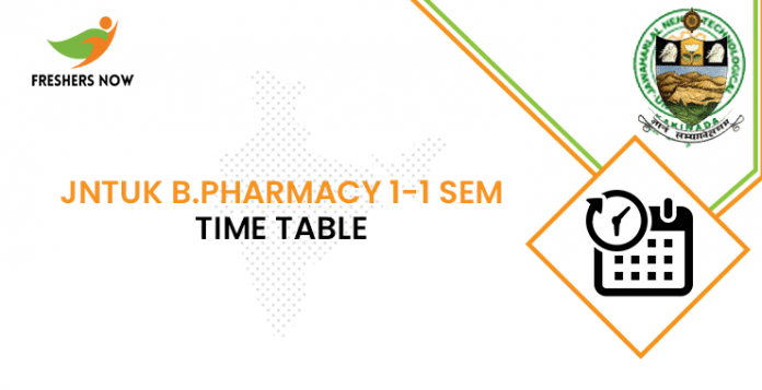 JNTUK B.Pharmacy 1-1 Sem Time Table