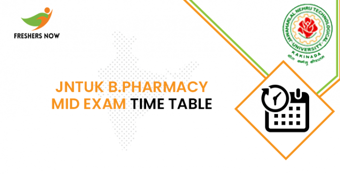 JNTUK B.Pharmacy Mid Exam Time Table