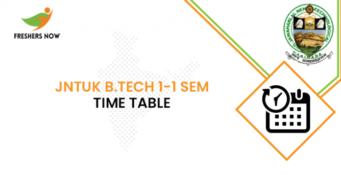 JNTUK B.Tech 1-1 Sem Time Table