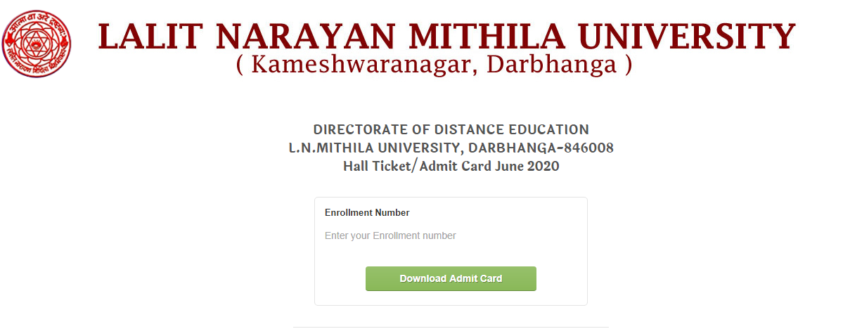 DDE LNMU Admit Card Page