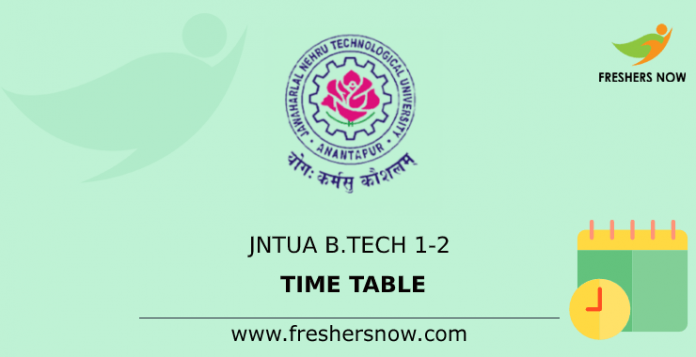JNTUA B.Tech 1-2 Time Table