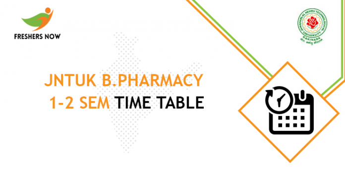 JNTUK B.Pharmacy 1-2 Sem Time Table