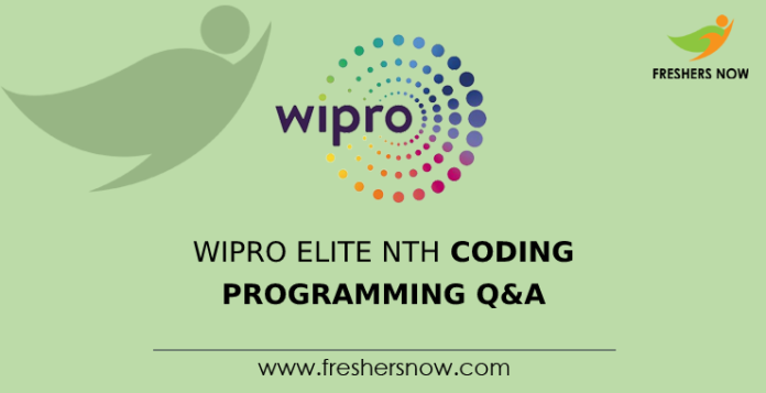 Wipro Elite NTH Coding Programming Questions