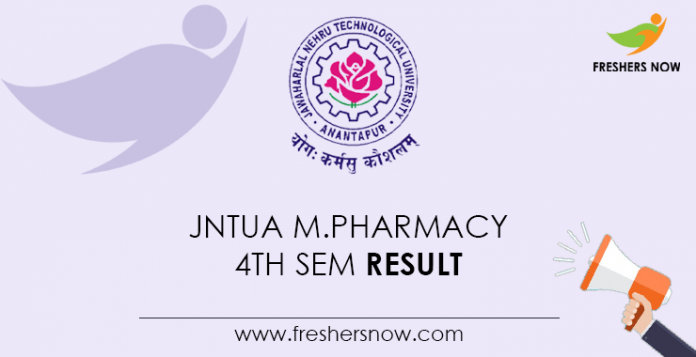 JNTUA M.Pharmacy 4th Sem Result