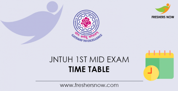 JNTUH 1st Mid Exam Time Table