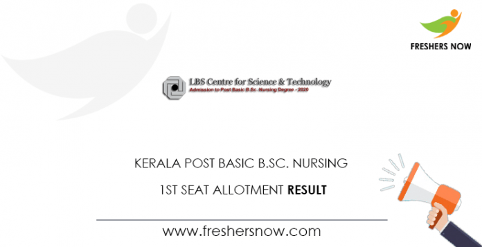 Kerala Post Basic B.Sc. Nursing 1st Seat Allotment Result