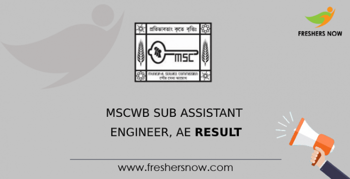 MSCWB Sub Assistant Engineer, AE Result