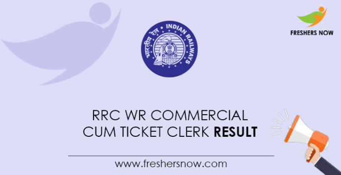 RRC WR Commercial cum Ticket Clerk Result