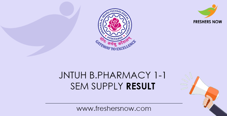 JNTUH B.Pharmacy 1-1 Sem Supply RC/ RV Results 2022 (Released)