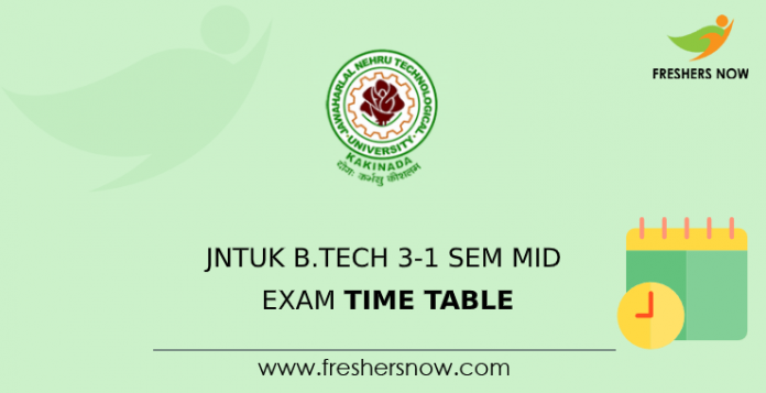 JNTUK B.Tech 3-1 Sem Mid Exam Time Table