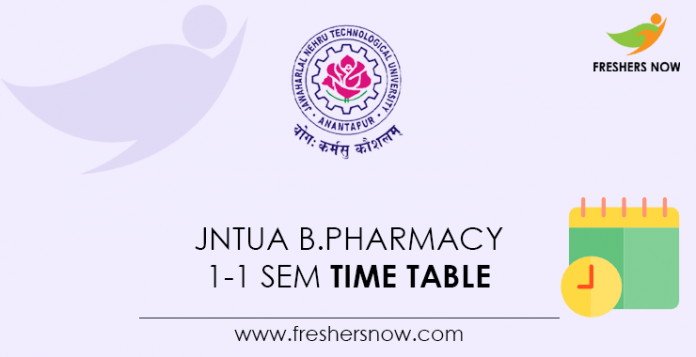 JNTUA-B.Pharmacy-1-1-Sem-Time-Table