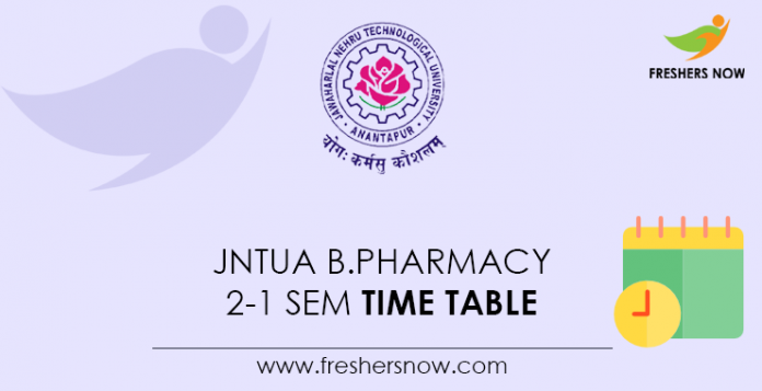 JNTUA B.Pharmacy 2-1 Sem Time Table