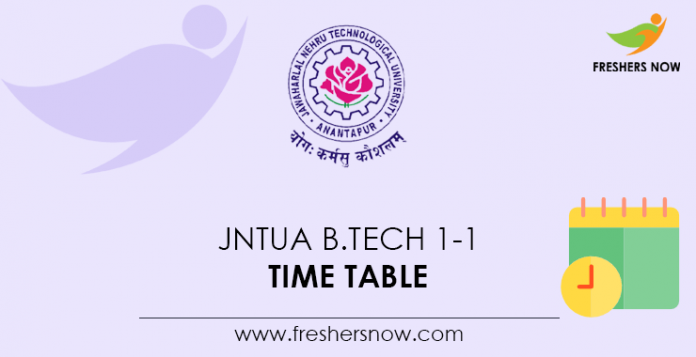 JNTUA B.Tech 1-1 Sem Time Table