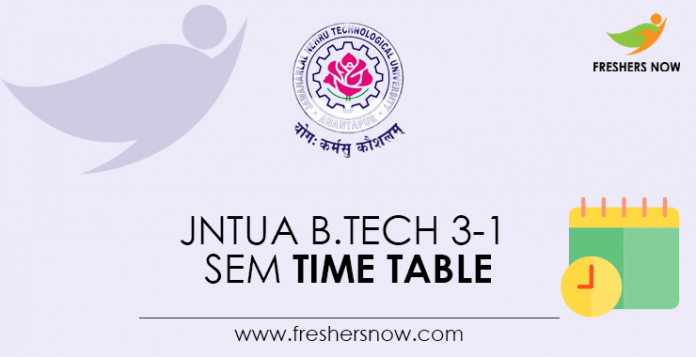 JNTUA B.Tech 3-1 Sem Time Table
