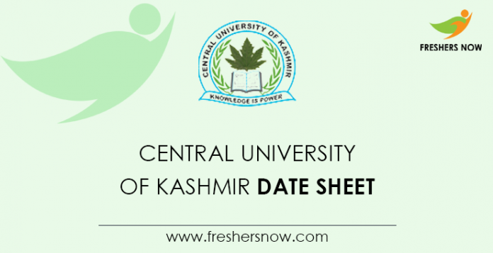 Central University Of Kashmir Date Sheet