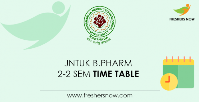 JNTUK B.Pharm 2-2 Sem Time Table
